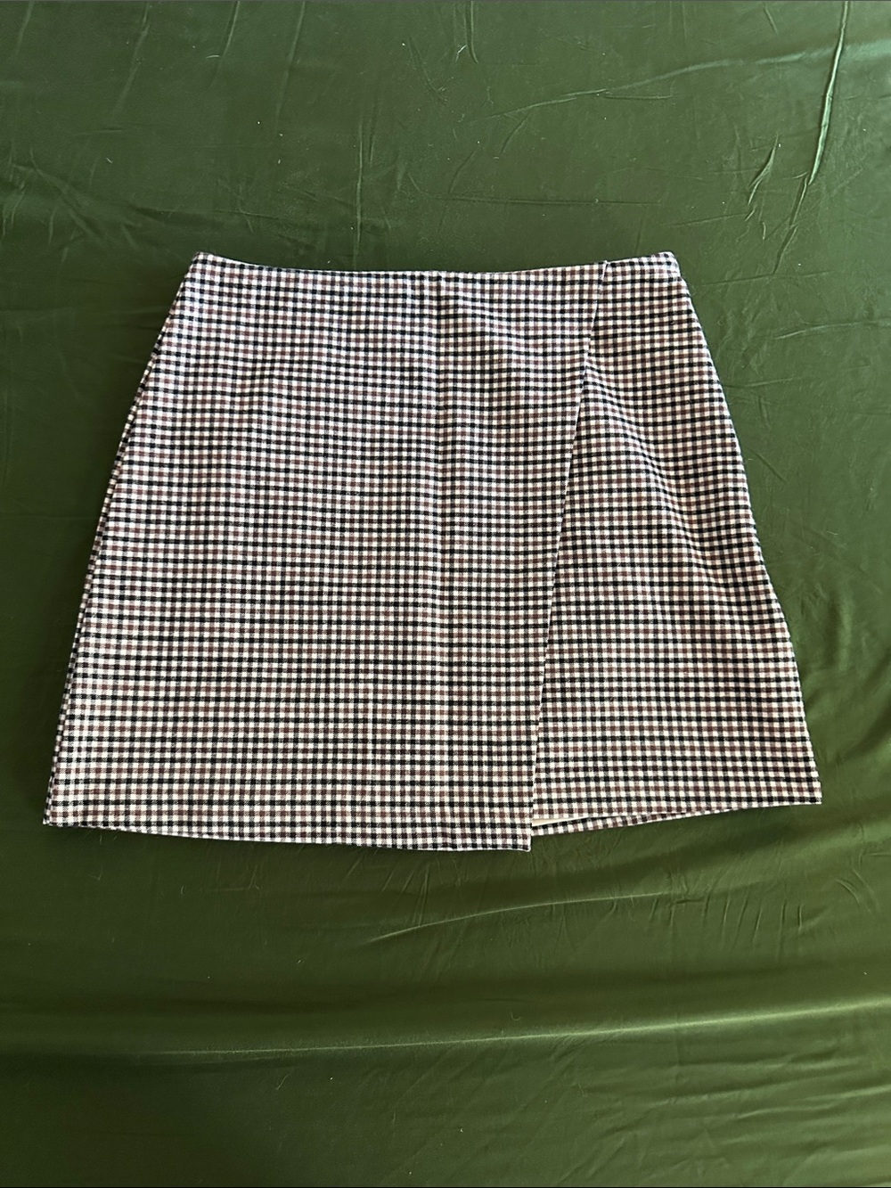 Old Navy - Black, Brown, and White Gingham Mini Skirt - S